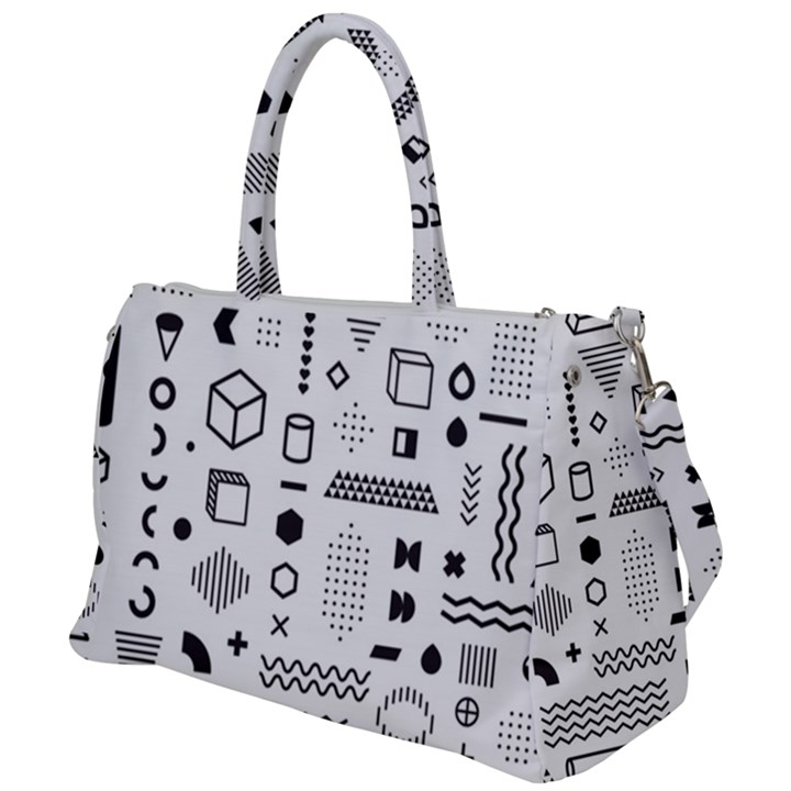 Pattern Hipster Abstract Form Geometric Line Variety Shapes Polka Dots Fashion Style Seamless Duffel Travel Bag