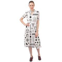 Pattern Hipster Abstract Form Geometric Line Variety Shapes Polka Dots Fashion Style Seamless Keyhole Neckline Chiffon Dress