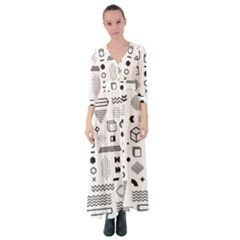 Pattern Hipster Abstract Form Geometric Line Variety Shapes Polka Dots Fashion Style Seamless Button Up Maxi Dress by Jancukart