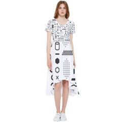 Pattern Hipster Abstract Form Geometric Line Variety Shapes Polka Dots Fashion Style Seamless High Low Boho Dress