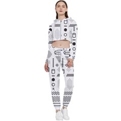 Pattern Hipster Abstract Form Geometric Line Variety Shapes Polka Dots Fashion Style Seamless Cropped Zip Up Lounge Set