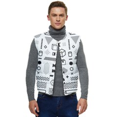 Pattern Hipster Abstract Form Geometric Line Variety Shapes Polka Dots Fashion Style Seamless Men s Short Button Up Puffer Vest	