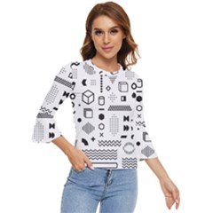 Pattern Hipster Abstract Form Geometric Line Variety Shapes Polka Dots Fashion Style Seamless Bell Sleeve Top