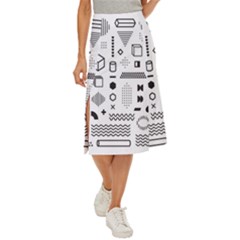 Pattern Hipster Abstract Form Geometric Line Variety Shapes Polka Dots Fashion Style Seamless Midi Panel Skirt by Jancukart