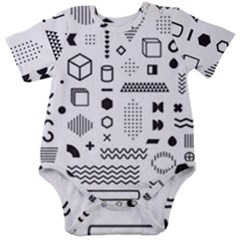 Pattern Hipster Abstract Form Geometric Line Variety Shapes Polka Dots Fashion Style Seamless Baby Short Sleeve Onesie Bodysuit by Jancukart