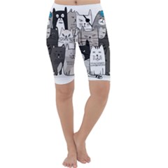 Cute Cat Hand Drawn Cartoon Style Cropped Leggings 