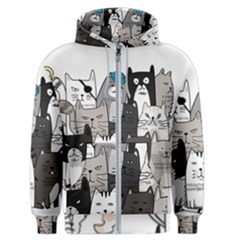 Cute Cat Hand Drawn Cartoon Style Men s Zipper Hoodie