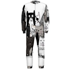 Cute Cat Hand Drawn Cartoon Style Onepiece Jumpsuit (men)