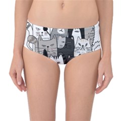 Cute Cat Hand Drawn Cartoon Style Mid-waist Bikini Bottoms by Jancukart