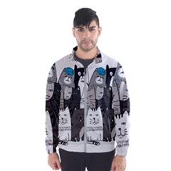 Cute Cat Hand Drawn Cartoon Style Men s Windbreaker by Jancukart