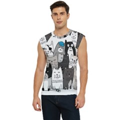 Cute Cat Hand Drawn Cartoon Style Men s Raglan Cap Sleeve Tee