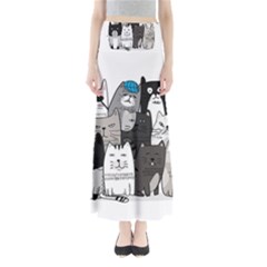 Cute Cat Hand Drawn Cartoon Style Full Length Maxi Skirt