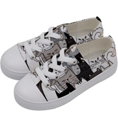 Cute Cat Hand Drawn Cartoon Style Kids  Low Top Canvas Sneakers