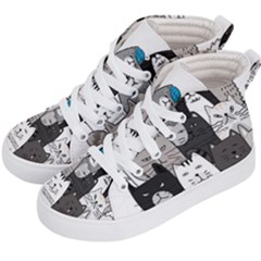 Cute Cat Hand Drawn Cartoon Style Kids  Hi-top Skate Sneakers