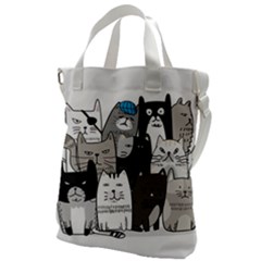 Cute Cat Hand Drawn Cartoon Style Canvas Messenger Bag by Jancukart