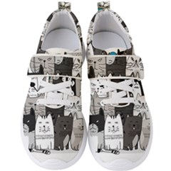 Cute Cat Hand Drawn Cartoon Style Men s Velcro Strap Shoes