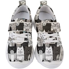 Cute Cat Hand Drawn Cartoon Style Kids  Velcro Strap Shoes by Jancukart