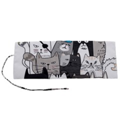 Cute Cat Hand Drawn Cartoon Style Roll Up Canvas Pencil Holder (s) by Jancukart