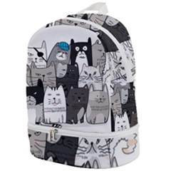 Cute Cat Hand Drawn Cartoon Style Zip Bottom Backpack