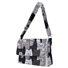 Cute Cat Hand Drawn Cartoon Style Full Print Messenger Bag (m)