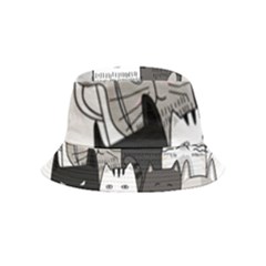 Cute Cat Hand Drawn Cartoon Style Inside Out Bucket Hat (kids)