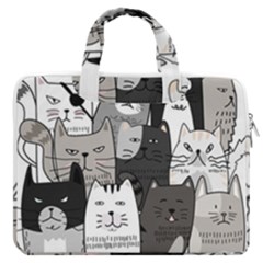 Cute Cat Hand Drawn Cartoon Style Macbook Pro 13  Double Pocket Laptop Bag