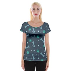 Bons-foot-prints-pattern-background Cap Sleeve Top