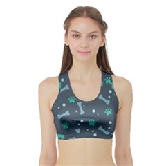 Bons-foot-prints-pattern-background Sports Bra With Border