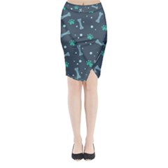 Bons-foot-prints-pattern-background Midi Wrap Pencil Skirt