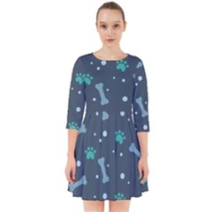 Bons-foot-prints-pattern-background Smock Dress