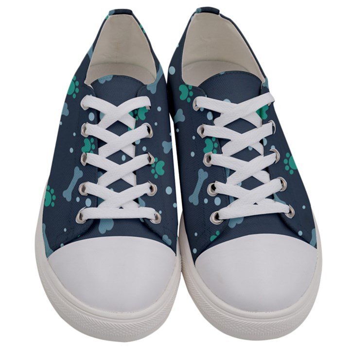 Bons-foot-prints-pattern-background Men s Low Top Canvas Sneakers