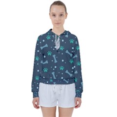 Bons-foot-prints-pattern-background Women s Tie Up Sweat