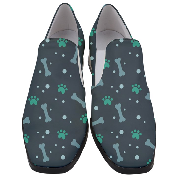 Bons-foot-prints-pattern-background Women Slip On Heel Loafers