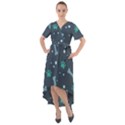 Bons-foot-prints-pattern-background Front Wrap High Low Dress View1