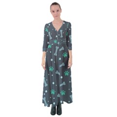 Bons-foot-prints-pattern-background Button Up Maxi Dress