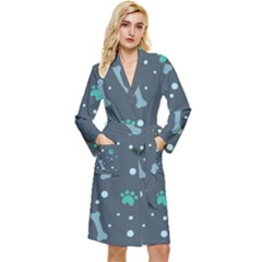 Bons-foot-prints-pattern-background Long Sleeve Velour Robe