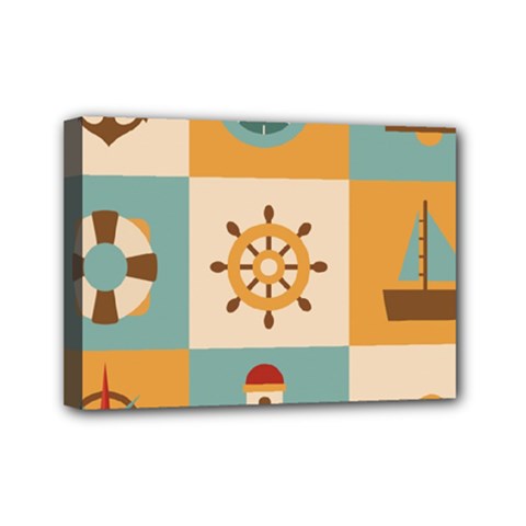 Nautical-elements-collection Mini Canvas 7  X 5  (stretched)