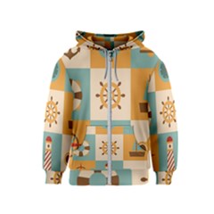 Nautical-elements-collection Kids  Zipper Hoodie