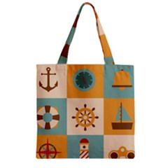 Nautical-elements-collection Zipper Grocery Tote Bag