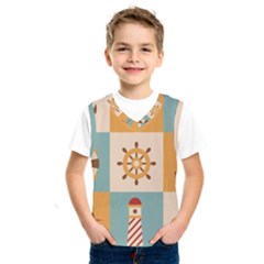 Nautical-elements-collection Kids  Basketball Tank Top