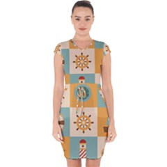 Nautical-elements-collection Capsleeve Drawstring Dress  by Jancukart