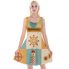 Nautical-elements-collection Reversible Velvet Sleeveless Dress