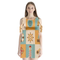 Nautical-elements-collection Shoulder Cutout Velvet One Piece