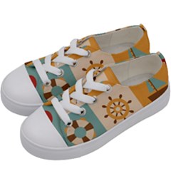 Nautical-elements-collection Kids  Low Top Canvas Sneakers