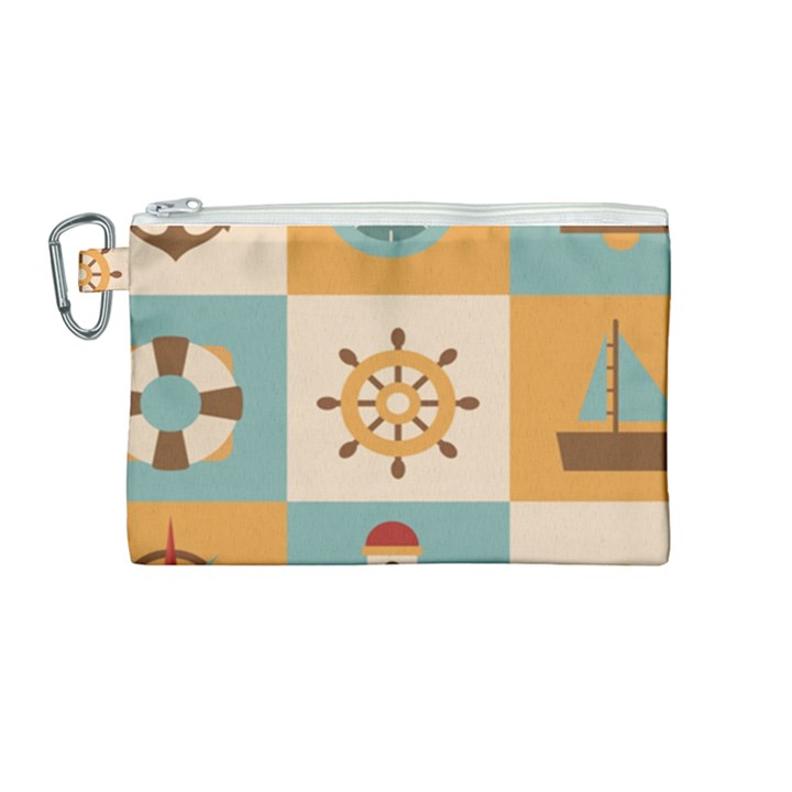 Nautical-elements-collection Canvas Cosmetic Bag (Medium)