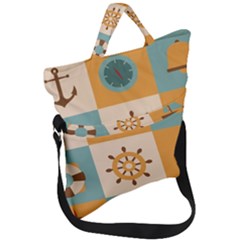 Nautical-elements-collection Fold Over Handle Tote Bag by Jancukart