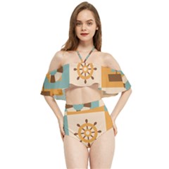 Nautical-elements-collection Halter Flowy Bikini Set  by Jancukart