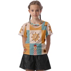 Nautical-elements-collection Kids  Front Cut Tee