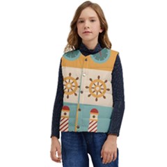 Nautical-elements-collection Kid s Short Button Up Puffer Vest	