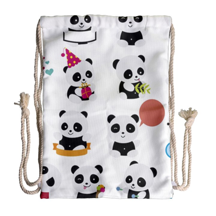 Playing-pandas-cartoons Drawstring Bag (Large)